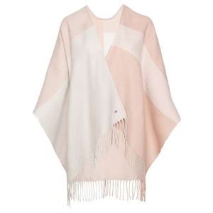Soia & Kyo Yadira Blush Rose Gray Acrylic Fringed Stripe Poncho Shawl Wrap - NWT